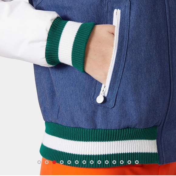 NWT Helly Hansen Apres Ski Varsity Jacket Deep Fjord Denim size medium - Picture 5 of 16